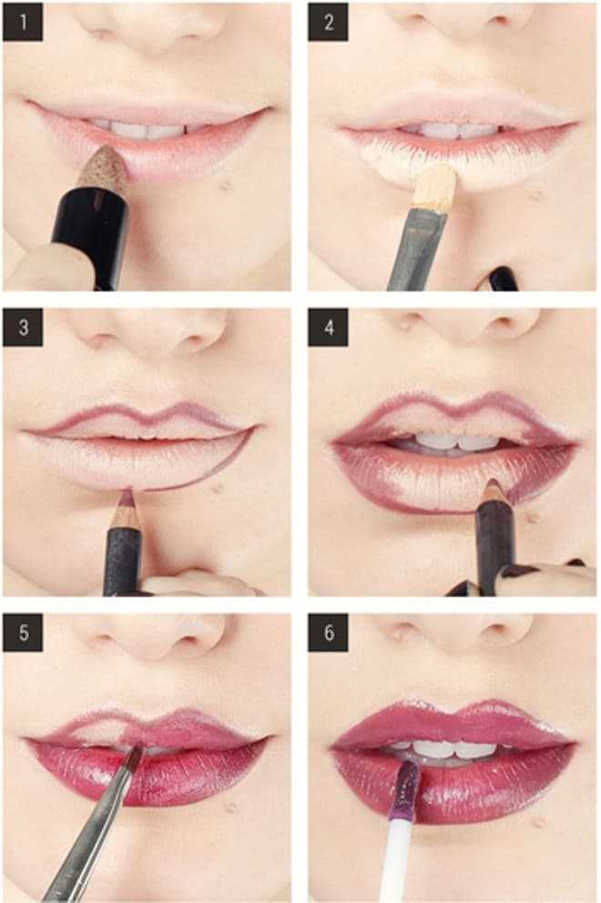 Как увеличить губы с помощью губной помады и карандаша