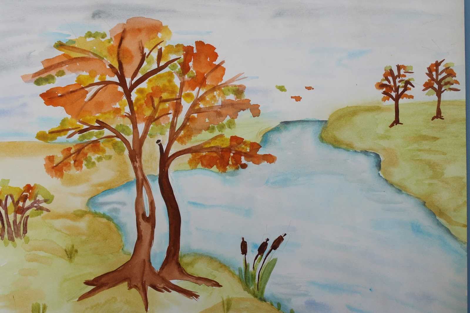 Детский рисунок на тему осень карандашом и красками в детский сад и школу 1-5 класс, мастер-классы с пошаговыми фото и видео
