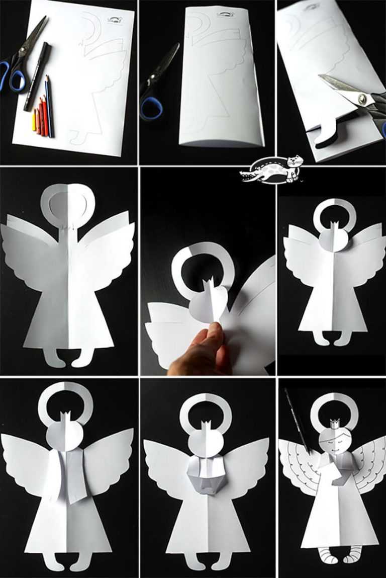 Ангелы из бумаги, белые (описание и трафареты) - коробочка идей и мастер-классов