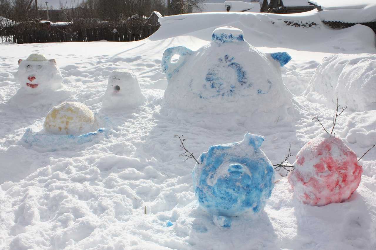 Поделки из снега – зимнее творчество с детьми на улице