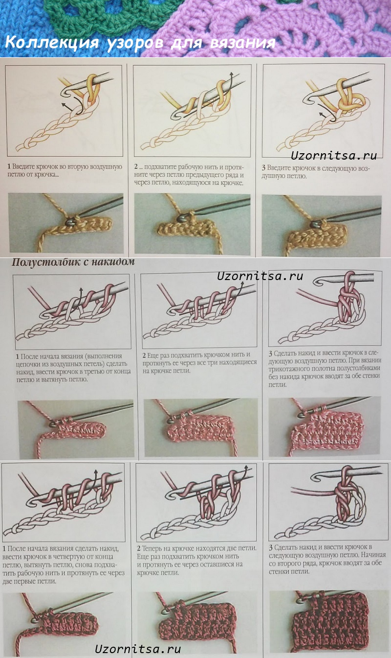 Вязание крючком для начинающих - схемы с подробным описанием - видео уроки