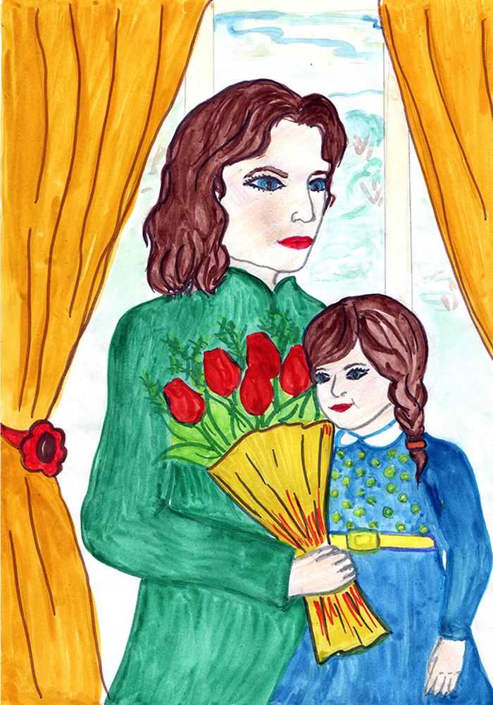 Рисунки детей на тему мама, про маму, портрет мамы, мама гуляет с ребенком. рисунок мамы ребенка, 5 лет, 6 лет, 7 лет, 8 лет